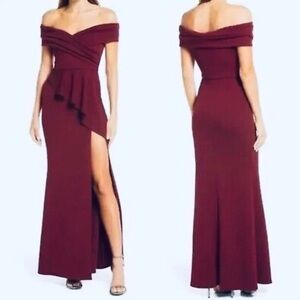KATIE MAY Hit the Mark Gown in burgundy.  Size Small